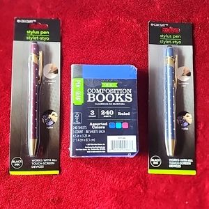 NEW,Set of (3) 2 E-Circuit Stylus Pen and 1, 3 Count of Mini Composition Books.